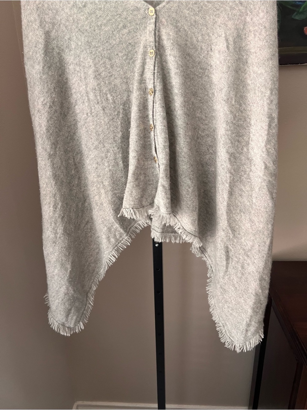 Lilly Pulitzer Light Gray Button-Front Women's Sweater Poncho - Picture 3 of 8